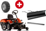 Husqvarna Frontmäher R 112C5 mit Mähdeck Combi 85 – Winterpaket mit Schneeschild, Gummileiste und Schneeketten