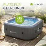 Juskys® Whirlpool SpaLuxe Grau/Blau - 3000W 130 Düsen aufblasbar 185x185x65 cm – Bild 2