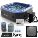 Juskys® Whirlpool SpaLuxe Grau/Blau - 3000W 130 Düsen aufblasbar 185x185x65 cm