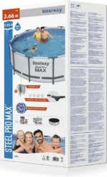 Steel Pro MAX Rahmenpool 366 x 122 12 Fuß BESTWAY 5in1 + Leiter + Abdeckung + Pumpenfilter – Bild 5