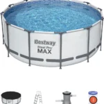 Steel Pro MAX Rahmenpool 366 x 122 12 Fuß BESTWAY 5in1 + Leiter + Abdeckung + Pumpenfilter