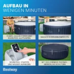 Bestway® LAY-Z-SPA® Energiespar-Whirlpool Miami AirJet™ für 4 Personen Ø 180 x 66 cm, Dunkelblau – Bild 4